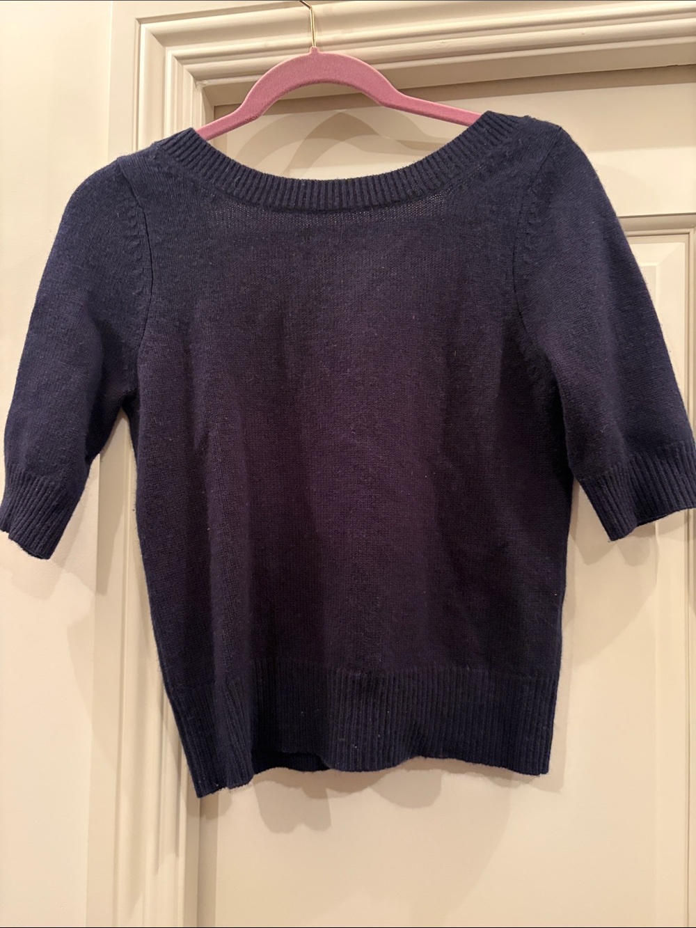 CO Navy Short-Sleeve 100% Cashmere top Sz M